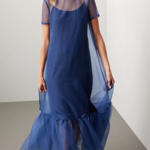 STAUD Blue Sheer Calluna Maxi Dress - Picture 2 of 6